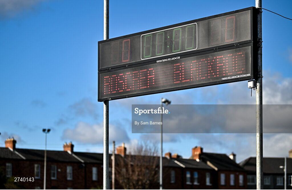 22 February 2024; A general view of the scoreboard before the Bank of Ireland Leinster Schools Senior Cup quarter-final match between Cistercian College, Roscrea and Blackrock College at Energia Park in Dublin. Photo by Sam Barnes/Sportsfile
