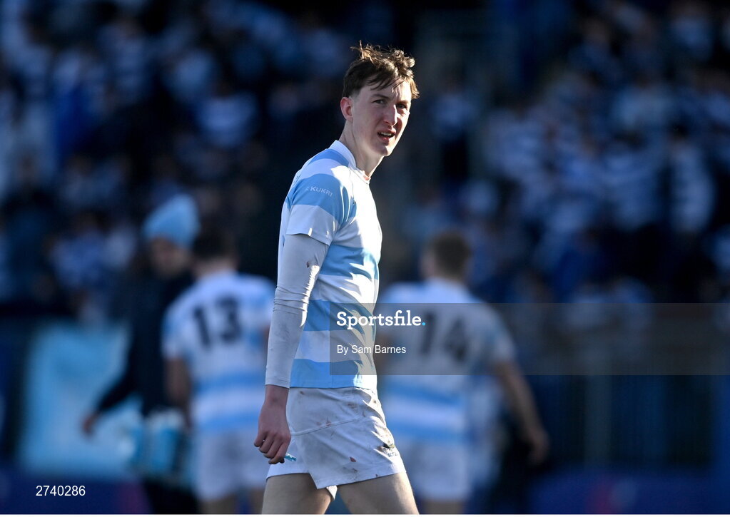22 February 2024; Brian O'Flaherty of Blackrock College during the Bank of Ireland Leinster Schools Senior Cup quarter-final match between Cistercian College, Roscrea and Blackrock College at Energia Park in Dublin. Photo by Sam Barnes/Sportsfile