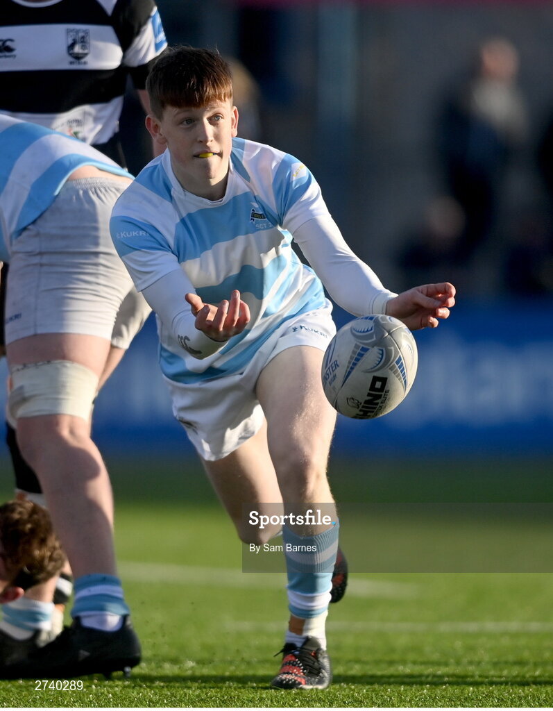 22 February 2024; Luke Coffey of Blackrock College during the Bank of Ireland Leinster Schools Senior Cup quarter-final match between Cistercian College, Roscrea and Blackrock College at Energia Park in Dublin. Photo by Sam Barnes/Sportsfile