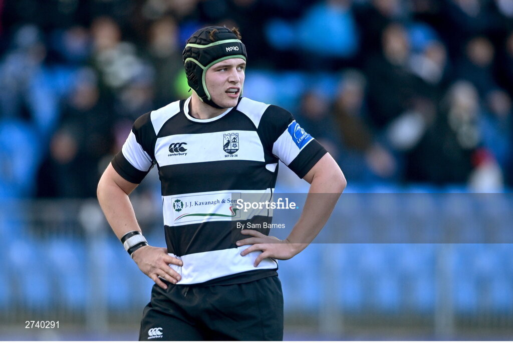 22 February 2024; William Hayes of Cistercian College Roscrea during the Bank of Ireland Leinster Schools Senior Cup quarter-final match between Cistercian College, Roscrea and Blackrock College at Energia Park in Dublin. Photo by Sam Barnes/Sportsfile