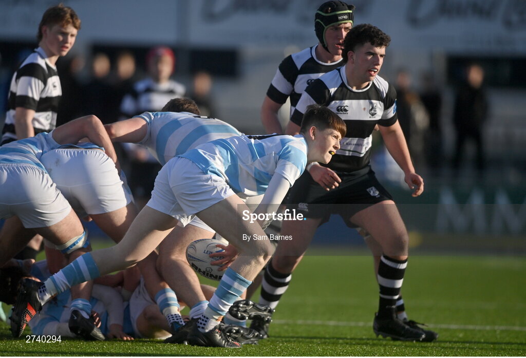 22 February 2024; Luke Coffey of Blackrock College during the Bank of Ireland Leinster Schools Senior Cup quarter-final match between Cistercian College, Roscrea and Blackrock College at Energia Park in Dublin. Photo by Sam Barnes/Sportsfile