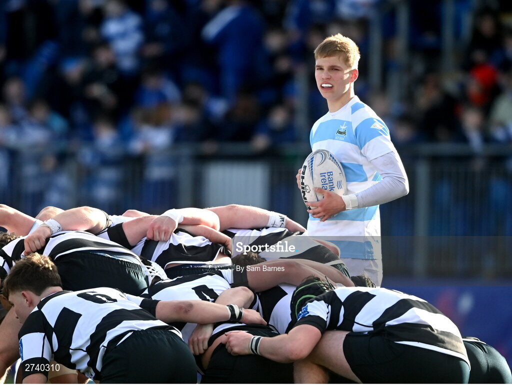 22 February 2024; Albert Lindner of Blackrock Collegeduring the Bank of Ireland Leinster Schools Senior Cup quarter-final match between Cistercian College, Roscrea and Blackrock College at Energia Park in Dublin. Photo by Sam Barnes/Sportsfile