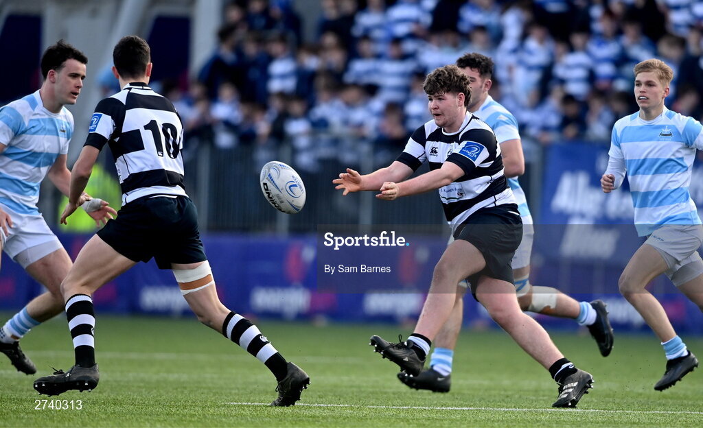 22 February 2024; Fionn Hogan of Cistercian College Roscrea during the Bank of Ireland Leinster Schools Senior Cup quarter-final match between Cistercian College, Roscrea and Blackrock College at Energia Park in Dublin. Photo by Sam Barnes/Sportsfile