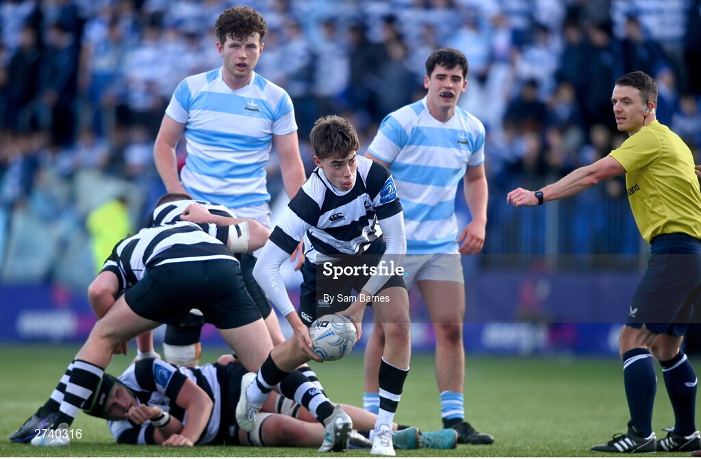22 February 2024; Aaron Moloney of Cistercian College Roscrea during the Bank of Ireland Leinster Schools Senior Cup quarter-final match between Cistercian College, Roscrea and Blackrock College at Energia Park in Dublin. Photo by Sam Barnes/Sportsfile