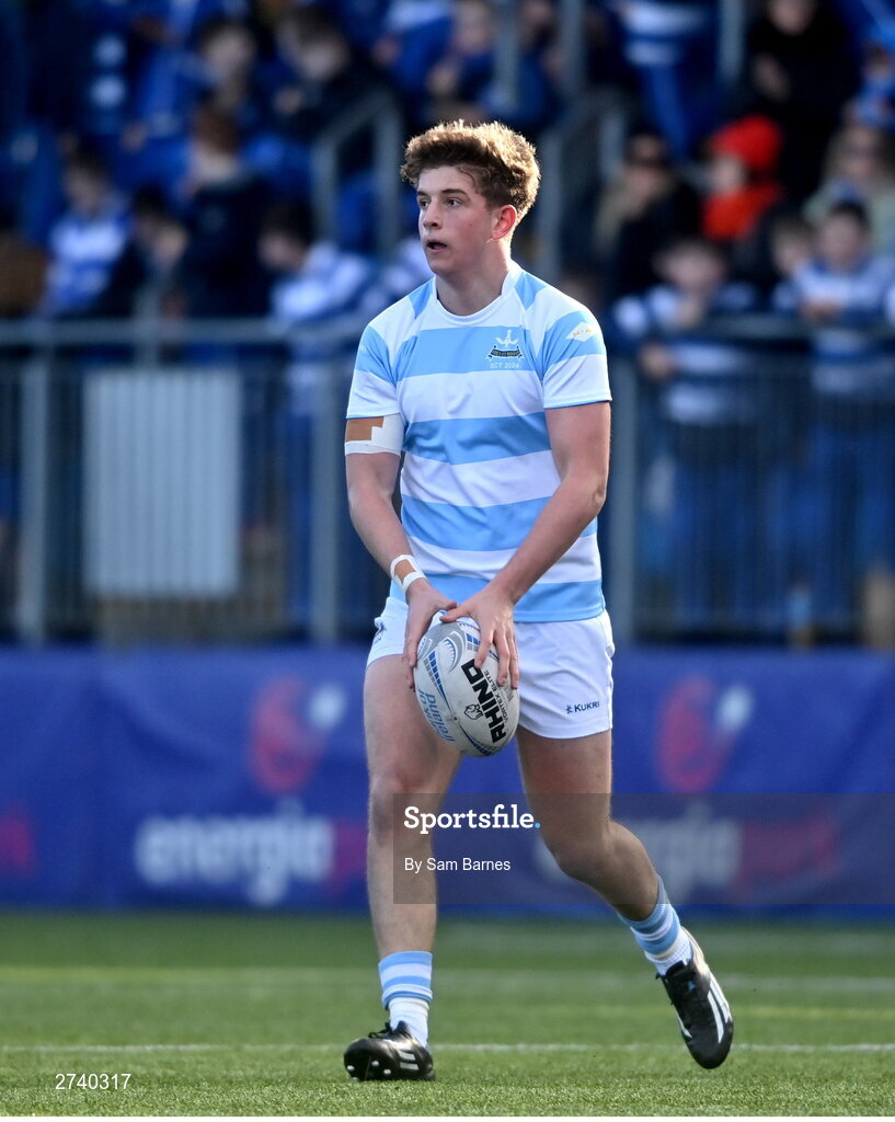 22 February 2024; Charlie Molony of Blackrock College during the Bank of Ireland Leinster Schools Senior Cup quarter-final match between Cistercian College, Roscrea and Blackrock College at Energia Park in Dublin. Photo by Sam Barnes/Sportsfile