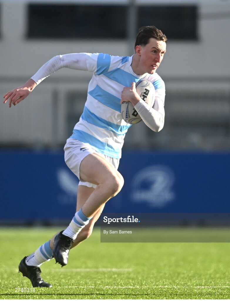 22 February 2024; Brian O'Flaherty of Blackrock College during the Bank of Ireland Leinster Schools Senior Cup quarter-final match between Cistercian College, Roscrea and Blackrock College at Energia Park in Dublin. Photo by Sam Barnes/Sportsfile