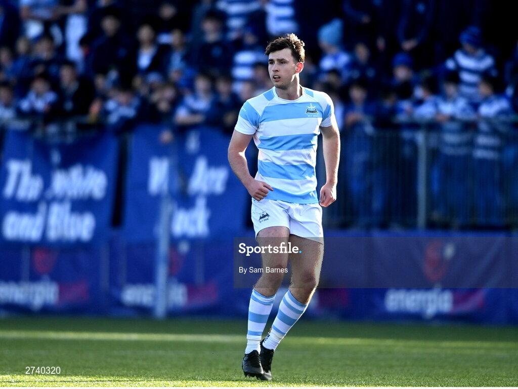 22 February 2024; Derry Moloney of Blackrock College during the Bank of Ireland Leinster Schools Senior Cup quarter-final match between Cistercian College, Roscrea and Blackrock College at Energia Park in Dublin. Photo by Sam Barnes/Sportsfile