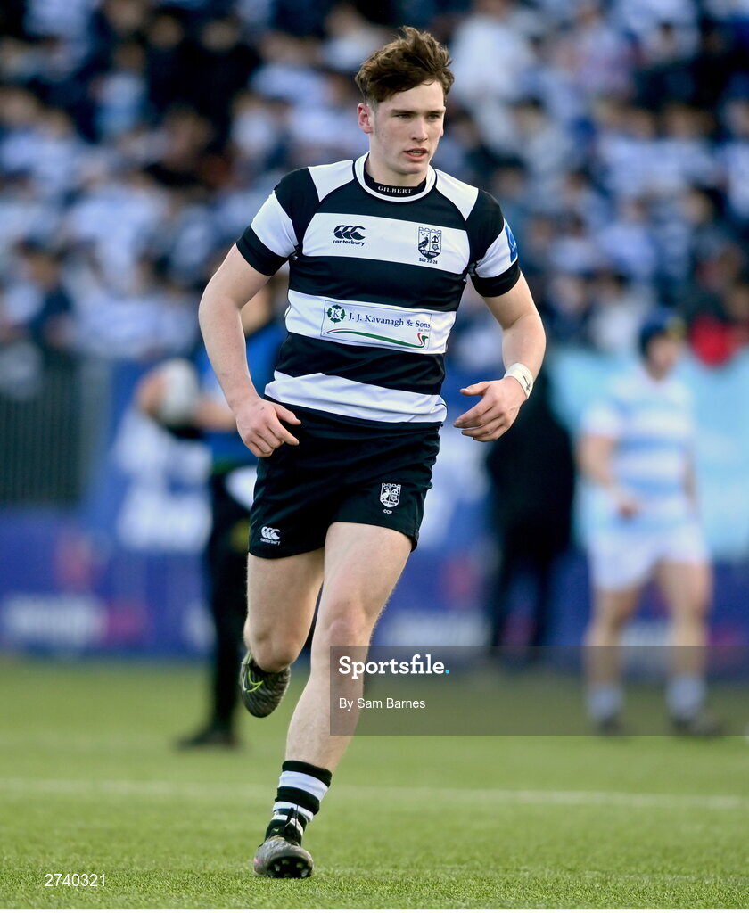 22 February 2024; Jack Deegan of Cistercian College Roscrea during the Bank of Ireland Leinster Schools Senior Cup quarter-final match between Cistercian College, Roscrea and Blackrock College at Energia Park in Dublin. Photo by Sam Barnes/Sportsfile