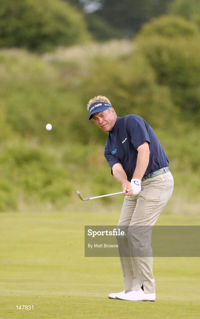 21 July 2004; Darren Clarke pitches onto the 18th green  during the first round. Nissan Irish Open Golf Championship, County Louth Golf Club, Baltray, Co. Louth. Picture credit; Matt Browne / SPORTSFILE