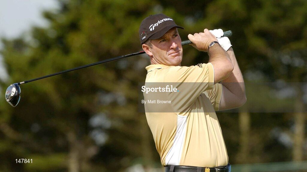 21 July 2004; Peter Lonard watches his drive from the 11th tee box during the first round. Nissan Irish Open Golf Championship, County Louth Golf Club, Baltray, Co. Louth. Picture credit; Matt Browne / SPORTSFILE