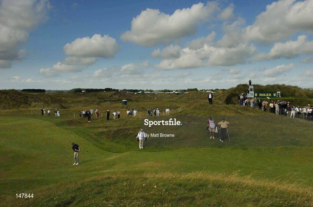 21 July 2004; Darren Clarke pitches onto the 12th green  during the first round. Nissan Irish Open Golf Championship, County Louth Golf Club, Baltray, Co. Louth. Picture credit; Matt Browne / SPORTSFILE