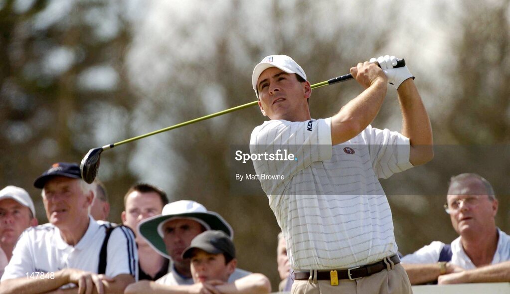 21 July 2004; Ben Curtis watches his drive from the 4th tee box during the first round. Nissan Irish Open Golf Championship, County Louth Golf Club, Baltray, Co. Louth. Picture credit; Matt Browne / SPORTSFILE