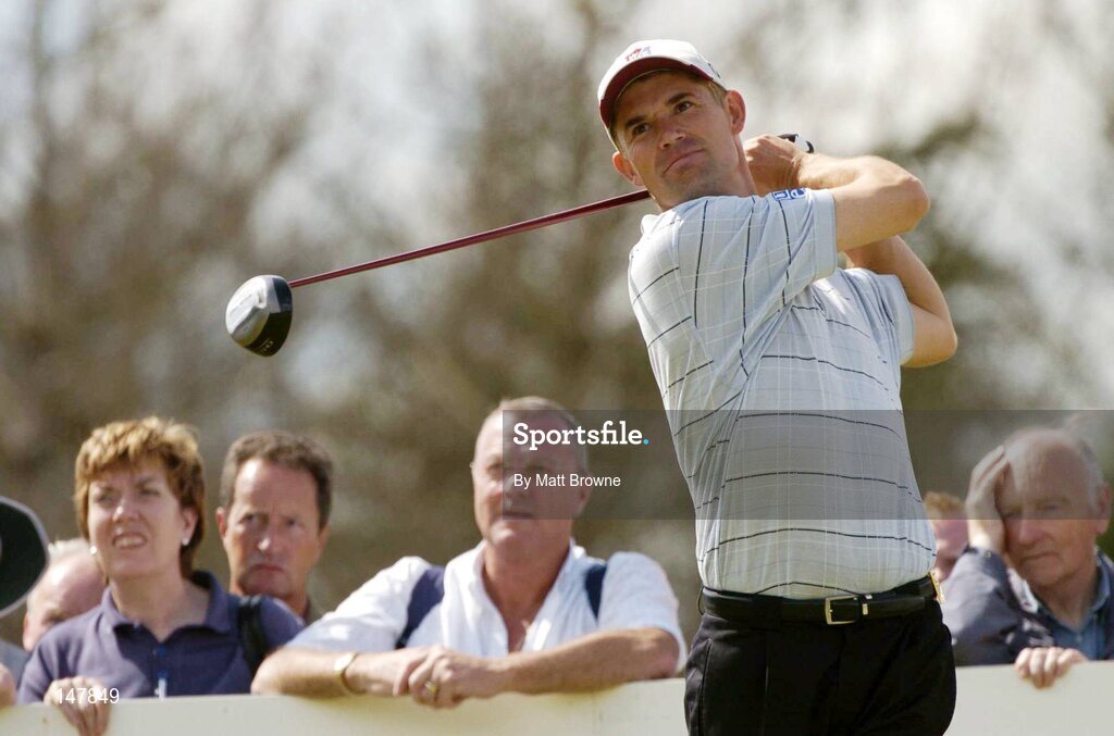21 July 2004; Padraig Harrington watches his drive from the 4th tee box during the first round. Nissan Irish Open Golf Championship, County Louth Golf Club, Baltray, Co. Louth. Picture credit; Matt Browne / SPORTSFILE