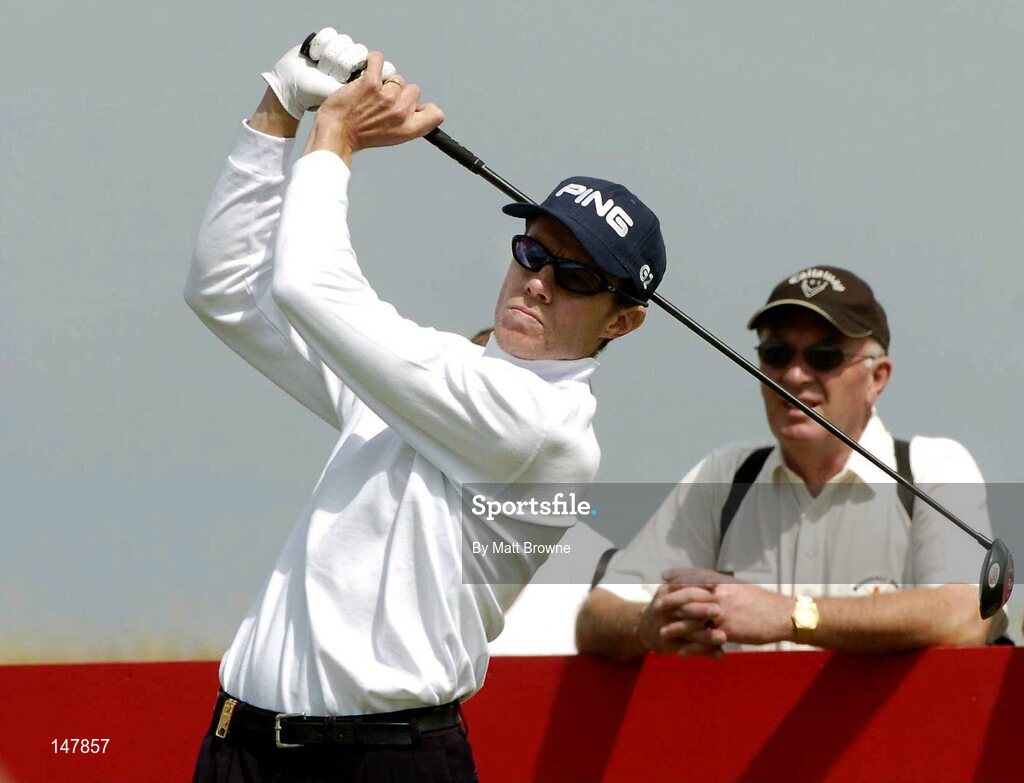 21 July 2004; Nick O'Hern watches his drive from the 9th tee box during the first round. Nissan Irish Open Golf Championship, County Louth Golf Club, Baltray, Co. Louth. Picture credit; Matt Browne / SPORTSFILE