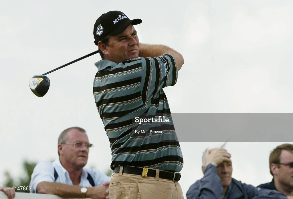 21 July 2004; Gary Murphy watches his drive from the 4th tee box during the first round. Nissan Irish Open Golf Championship, County Louth Golf Club, Baltray, Co. Louth. Picture credit; Matt Browne / SPORTSFILE