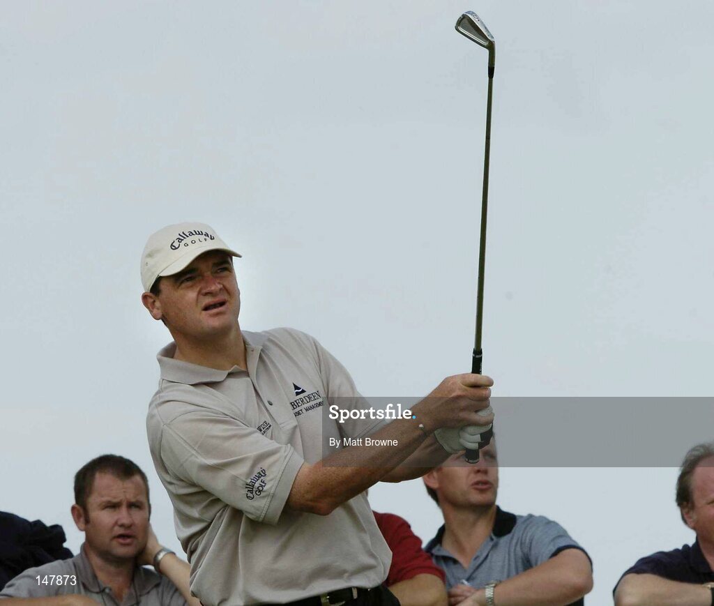 21 July 2004; Paul Lawrie watches his tee shot from the 5th tee box during the first round. Nissan Irish Open Golf Championship, County Louth Golf Club, Baltray, Co. Louth. Picture credit; Matt Browne / SPORTSFILE