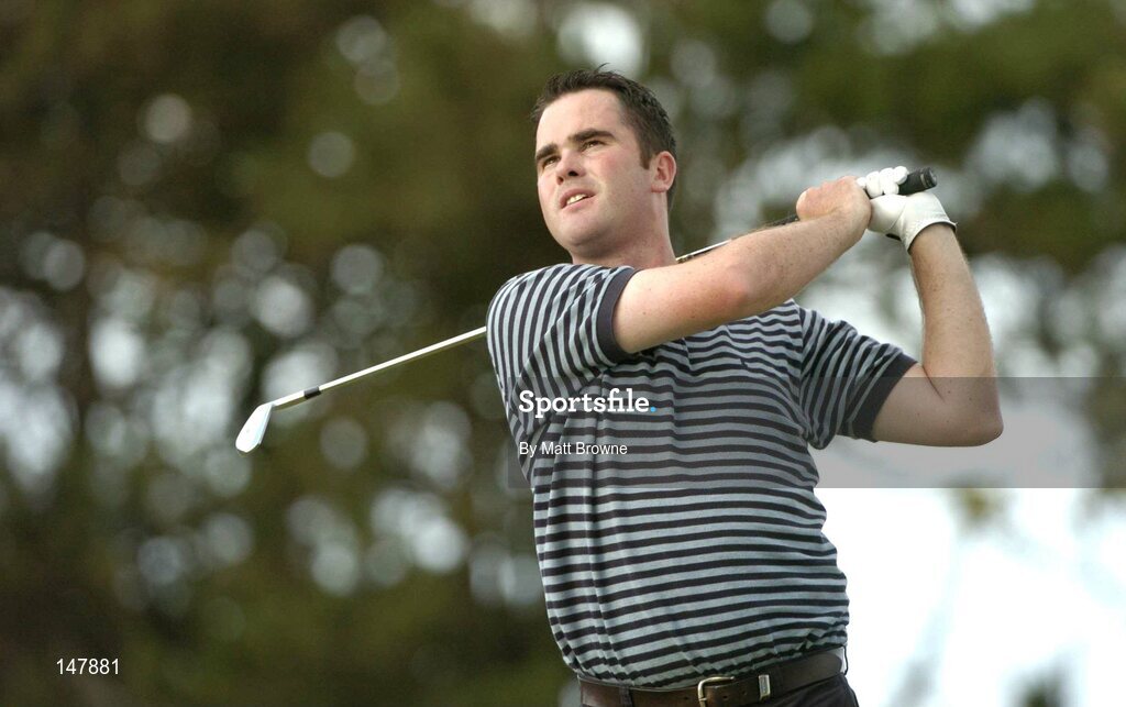 22 July 2004; Mark Campbell watches his tee shot from the 17th tee box during the first round. Nissan Irish Open Golf Championship, County Louth Golf Club, Baltray, Co. Louth. Picture credit; Matt Browne / SPORTSFILE
