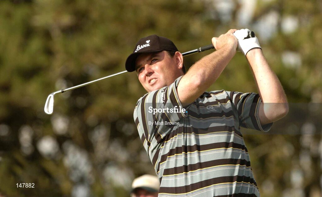 22 July 2004; Gary Murphy watches his tee shot from the 17th tee box during the first round. Nissan Irish Open Golf Championship, County Louth Golf Club, Baltray, Co. Louth. Picture credit; Matt Browne / SPORTSFILE