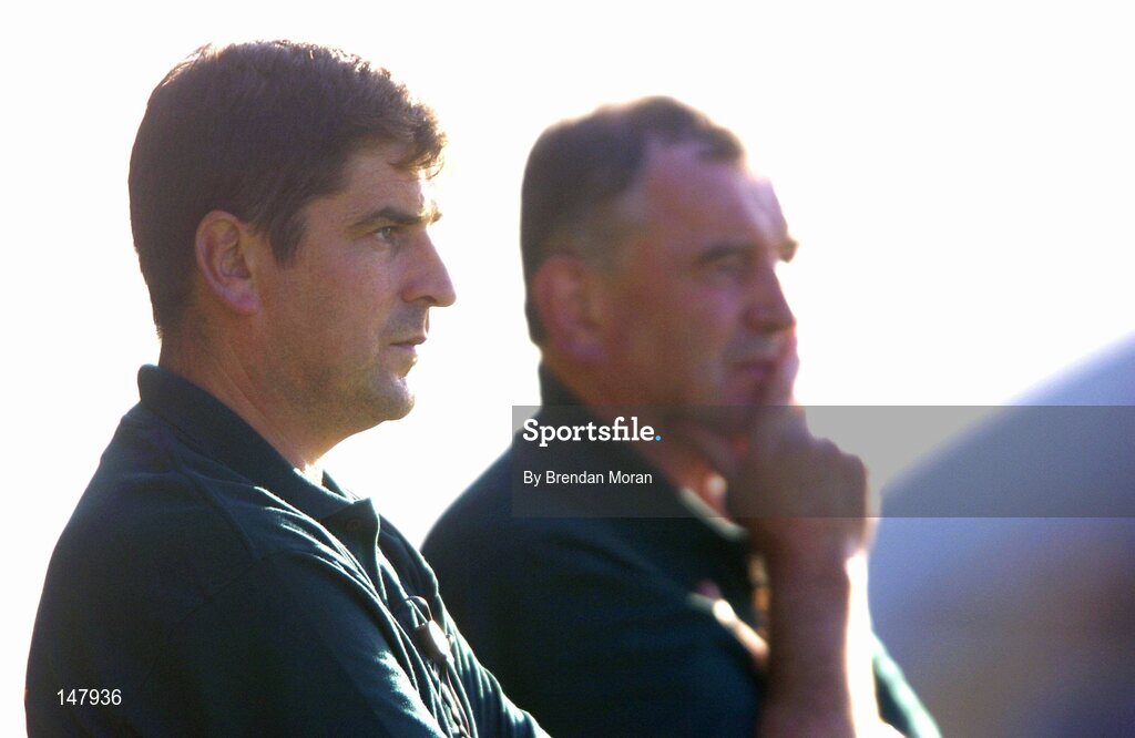 17 July 2004; Offaly team steward Michael Duignan, left, alongside Mike McNamara, Offaly manager. Guinness Senior Hurling Championship Qualifier, Round 3, Clare v Offaly, Gaelic Grounds, Limerick. Picture credit; Brendan Moran / SPORTSFILE