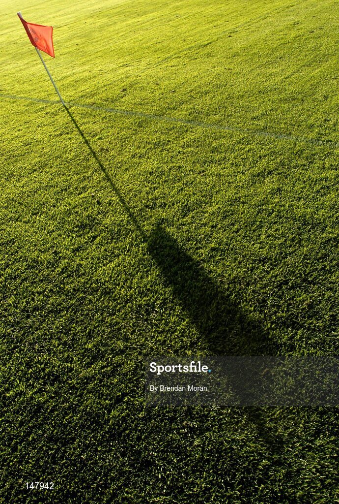 17 July 2004; A sideline flag flutters in the wind as it's shadow is cast by the evening sunshine. Guinness Senior Hurling Championship Qualifier, Round 3, Clare v Offaly, Gaelic Grounds, Limerick. Picture credit; Brendan Moran / SPORTSFILE