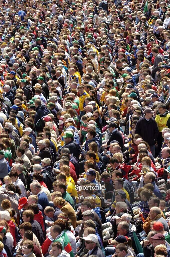 18 July 2004; Mayo and Roscommon supporters before the start of the match. Bank of Ireland Connacht Senior Football Championship Final, Mayo v Roscommon, McHale Park, Castlebar, Co. Mayo. Picture credit; Damien Eagers / SPORTSFILE