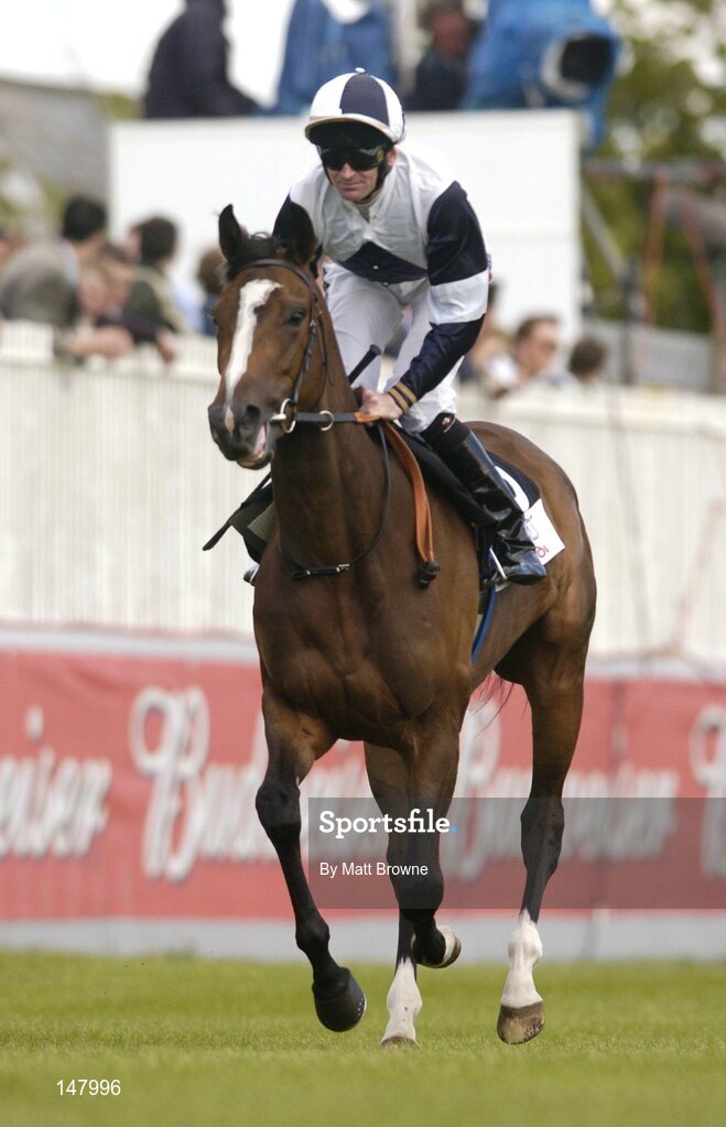 26 June 2004; Alexander Goldrun, with Kevin Manning up, on their way to the start of the Audi Pretty Polly Stakes. Curragh Racecourse, Co. Kildare. Picture credit; Matt Browne / SPORTSFILE