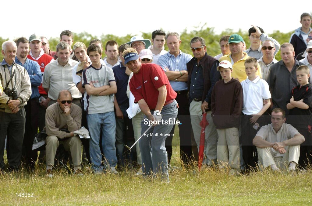 23 July 2004; Darren Clarke pitches onto the 9th green during the second round. Nissan Irish Open Golf Championship, County Louth Golf Club, Baltray, Co. Louth. Picture credit; Matt Browne / SPORTSFILE
