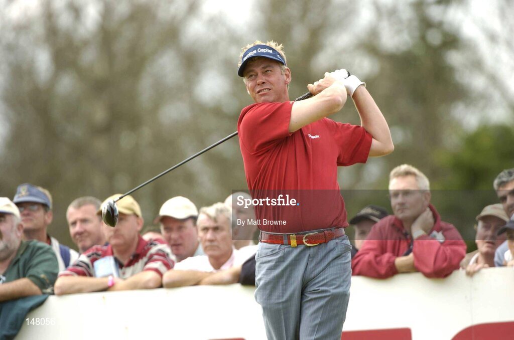 23 July 2004; Darren Clarke watches his drive from the 4th tee box during the second round. Nissan Irish Open Golf Championship, County Louth Golf Club, Baltray, Co. Louth. Picture credit; Matt Browne / SPORTSFILE