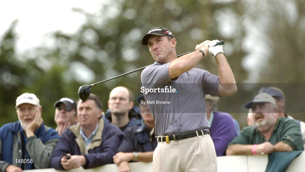 23 July 2004; Peter Lonard watches his drive from the 4th tee box during the second round. Nissan Irish Open Golf Championship, County Louth Golf Club, Baltray, Co. Louth. Picture credit; Matt Browne / SPORTSFILE