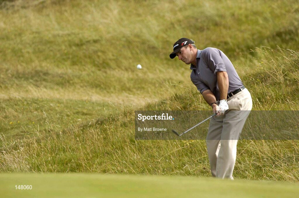 23 July 2004; Peter Lonard pitches onto the 6th green during the second round. Nissan Irish Open Golf Championship, County Louth Golf Club, Baltray, Co. Louth. Picture credit; Matt Browne / SPORTSFILE