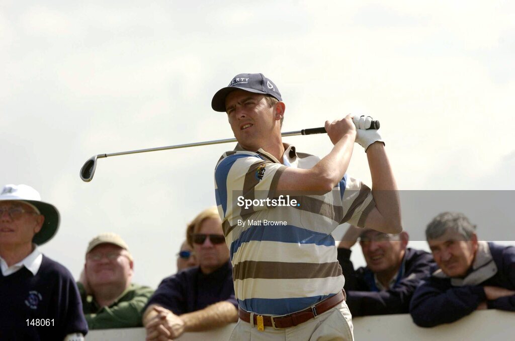 23 July 2004; Paul Lawrie watches his tee shot from the 6th tee box during the second round. Nissan Irish Open Golf Championship, County Louth Golf Club, Baltray, Co. Louth. Picture credit; Matt Browne / SPORTSFILE