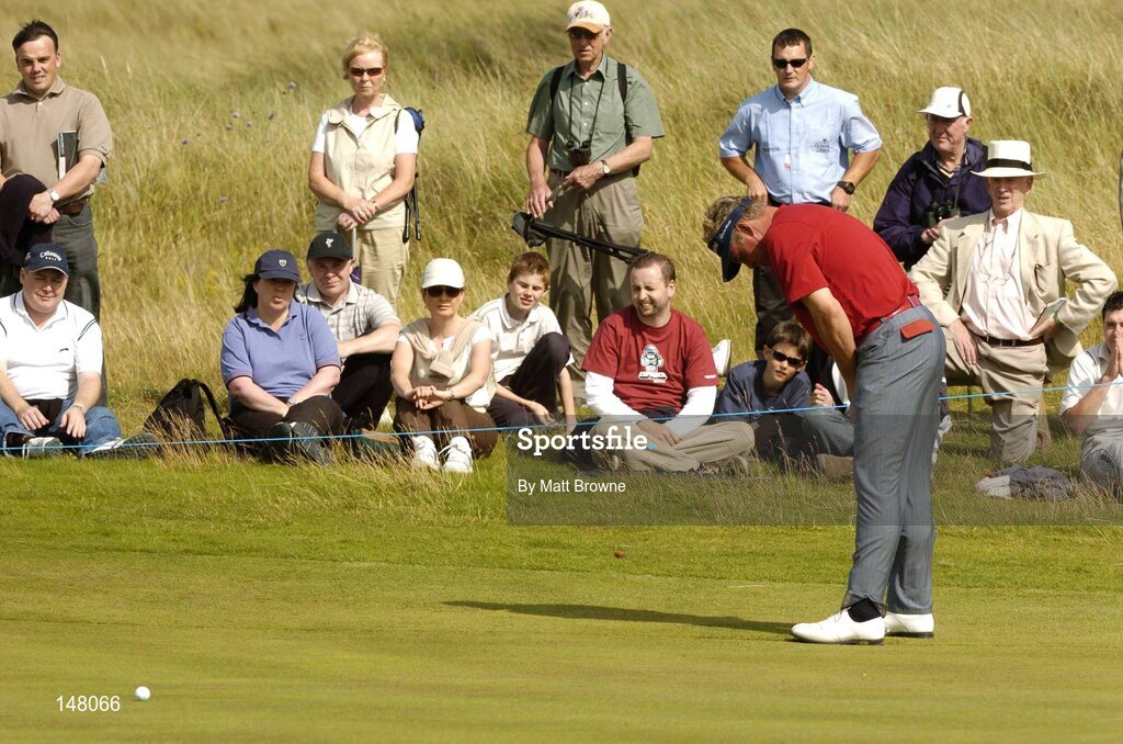 23 July 2004; Darren Clarke pictured after missing a putt on the 8th green during the second round. Nissan Irish Open Golf Championship, County Louth Golf Club, Baltray, Co. Louth. Picture credit; Matt Browne / SPORTSFILE