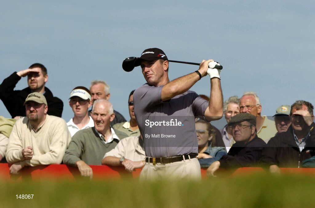 23 July 2004; Peter Lonard watches his drive from the 9th tee box during the second round. Nissan Irish Open Golf Championship, County Louth Golf Club, Baltray, Co. Louth. Picture credit; Matt Browne / SPORTSFILE