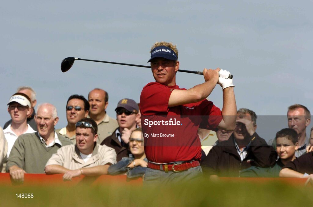 23 July 2004; Darren Clarke watches his drive from the 9th tee box during the second round. Nissan Irish Open Golf Championship, County Louth Golf Club, Baltray, Co. Louth. Picture credit; Matt Browne / SPORTSFILE