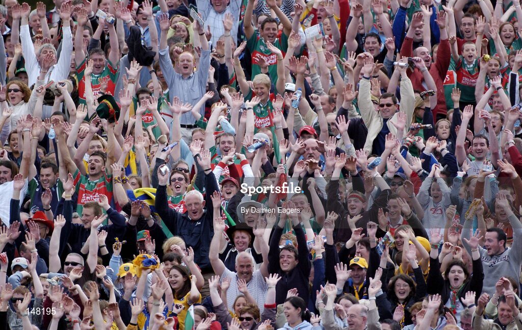 18 July 2004; Mayo and Roscommon supporters during the Mexican Wave at half time. Bank of Ireland Connacht Senior Football Championship Final, Mayo v Roscommon, McHale Park, Castlebar, Co. Mayo. Picture credit; Damien Eagers / SPORTSFILE