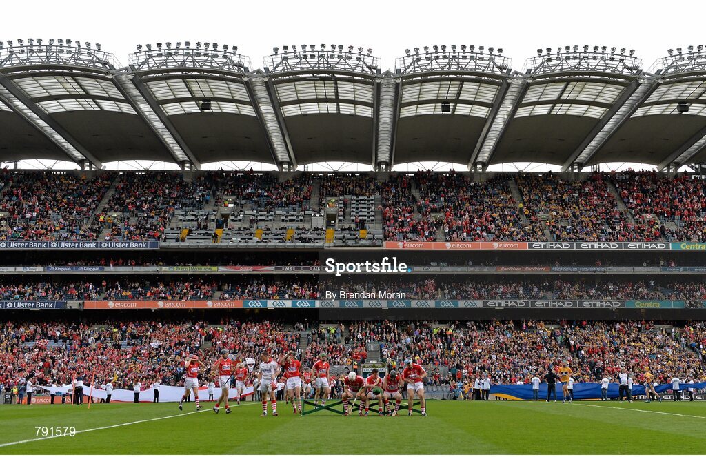 8 September 2013; The Cork squad assemble for their team photograph before the game. GAA Hurling All-Ireland Senior Championship Final, Cork v Clare, Croke Park, Dublin. Picture credit: Brendan Moran / SPORTSFILE
