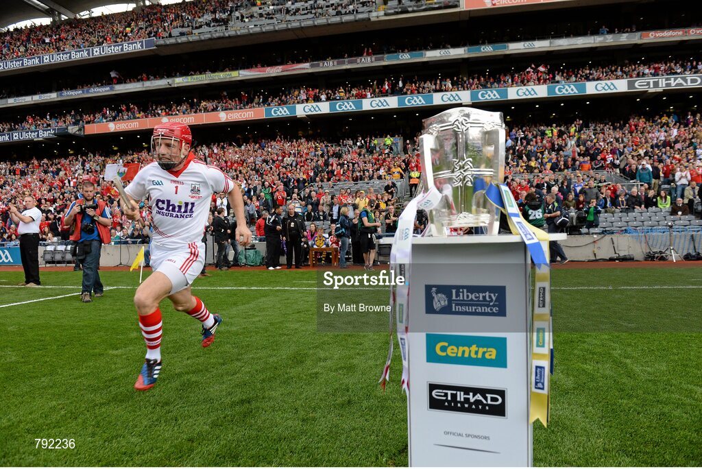 8 September 2013; Anthony Nash, Cork, makes his way onto the pitch past the Liam MacCarthy Cup. GAA Hurling All-Ireland Senior Championship Final, Cork v Clare, Croke Park, Dublin. Picture credit: Matt Browne / SPORTSFILE