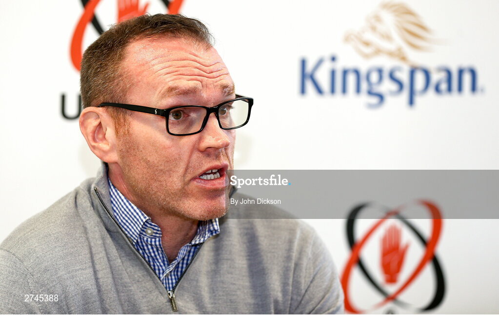 26 February 2024; Ulster Rugby Chief Executive Officer Jonny Petrie during a Ulster rugby media conference at Kingspan Stadium in Belfast. Photo by John Dickson/Sportsfile