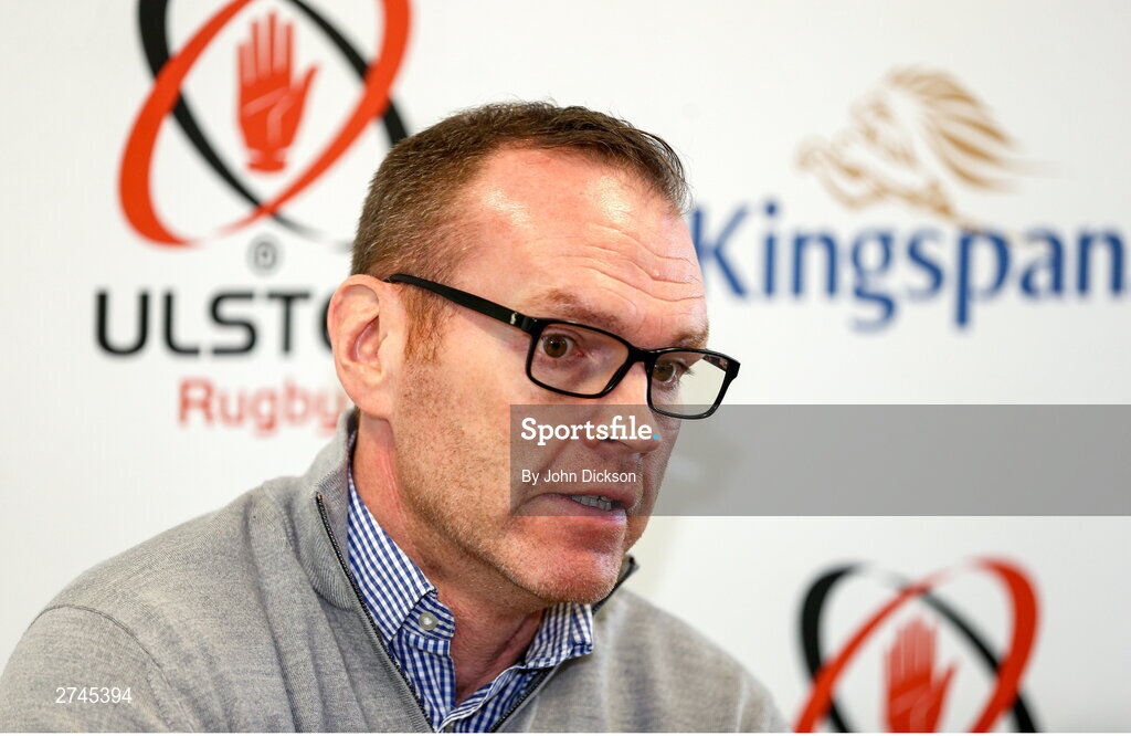 26 February 2024; Ulster Rugby Chief Executive Officer Jonny Petrie during a Ulster rugby media conference at Kingspan Stadium in Belfast. Photo by John Dickson/Sportsfile