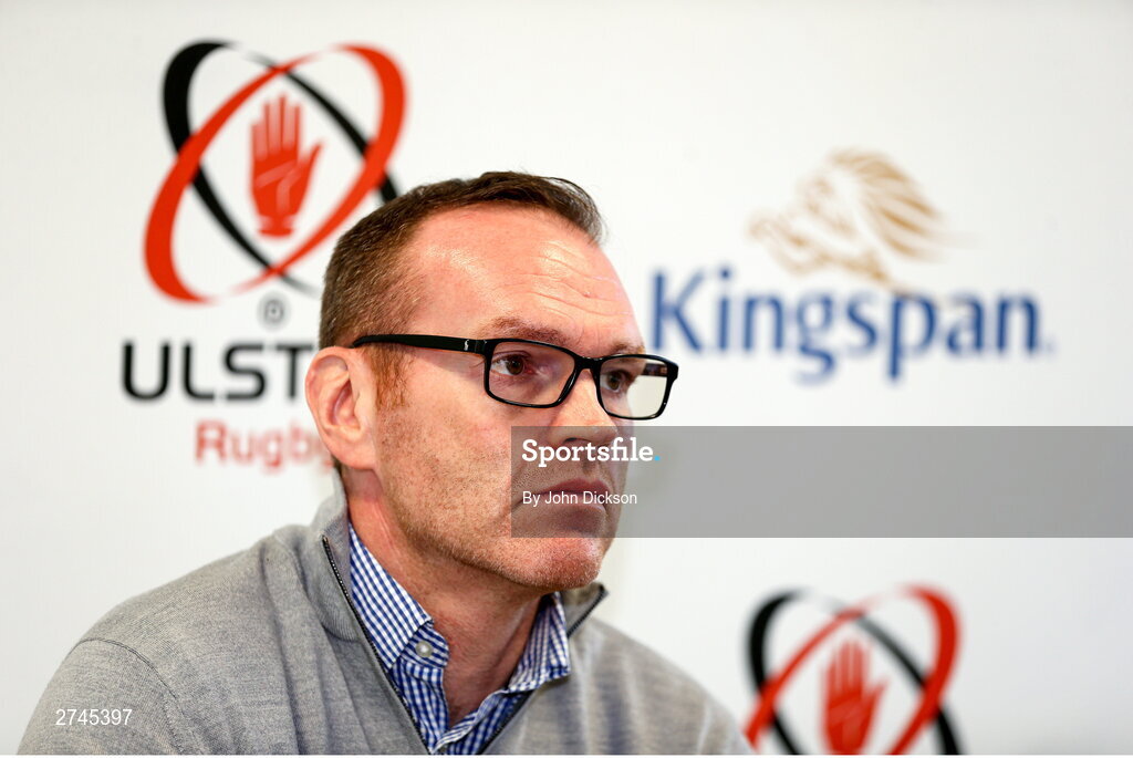 26 February 2024; Ulster Rugby Chief Executive Officer Jonny Petrie during a Ulster rugby media conference at Kingspan Stadium in Belfast. Photo by John Dickson/Sportsfile