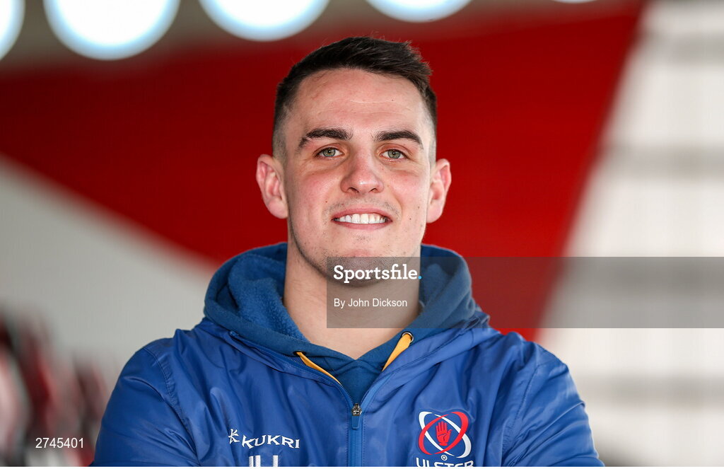 26 February 2024; James Hume during a Ulster rugby media conference at Kingspan Stadium in Belfast. Photo by John Dickson/Sportsfile