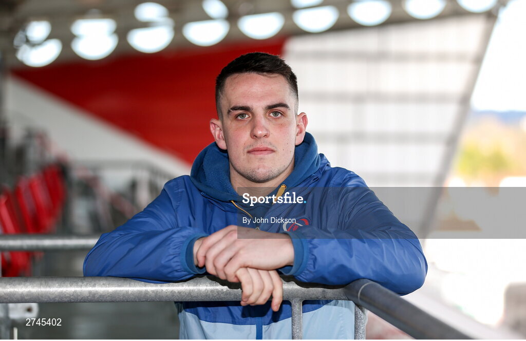 26 February 2024; James Hume during a Ulster rugby media conference at Kingspan Stadium in Belfast. Photo by John Dickson/Sportsfile