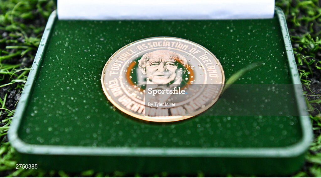 2 March 2024; A general view of the winners medal before the 2024 Women's President's Cup match between Athlone Town and Peamount United at Athlone Town Stadium in Athlone, Westmeath. Photo by Tyler Miller/Sportsfile