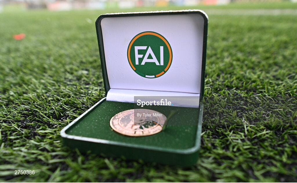 2 March 2024; A general view of the winners medal before the 2024 Women's President's Cup match between Athlone Town and Peamount United at Athlone Town Stadium in Athlone, Westmeath. Photo by Tyler Miller/Sportsfile