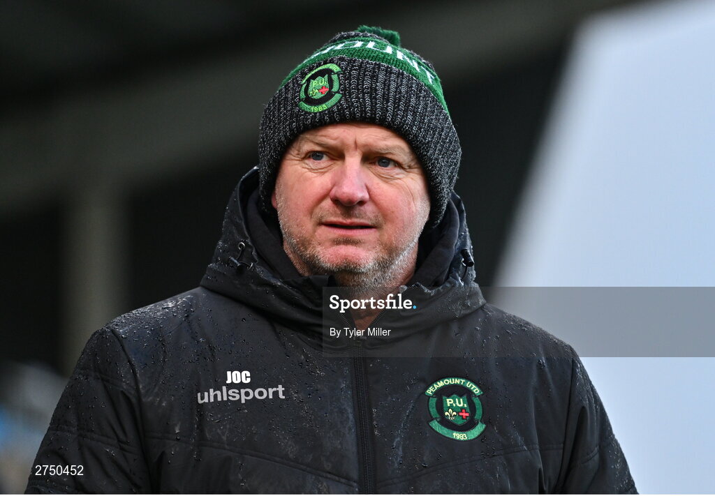 2 March 2024; Peamount United manager James O'Callaghan before the 2024 Women's President's Cup match between Athlone Town and Peamount United at Athlone Town Stadium in Athlone, Westmeath. Photo by Tyler Miller/Sportsfile