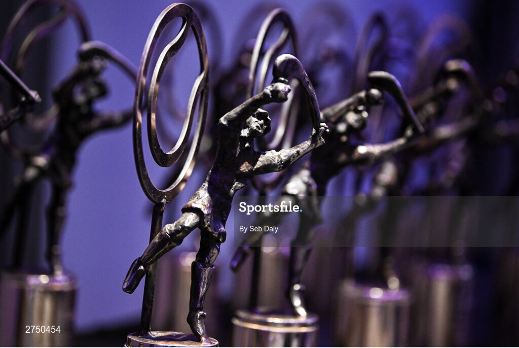 2 March 2024; A detailed view of awards before the AIB Camogie Club Player Awards at Croke Park in Dublin. Photo by Seb Daly/Sportsfile