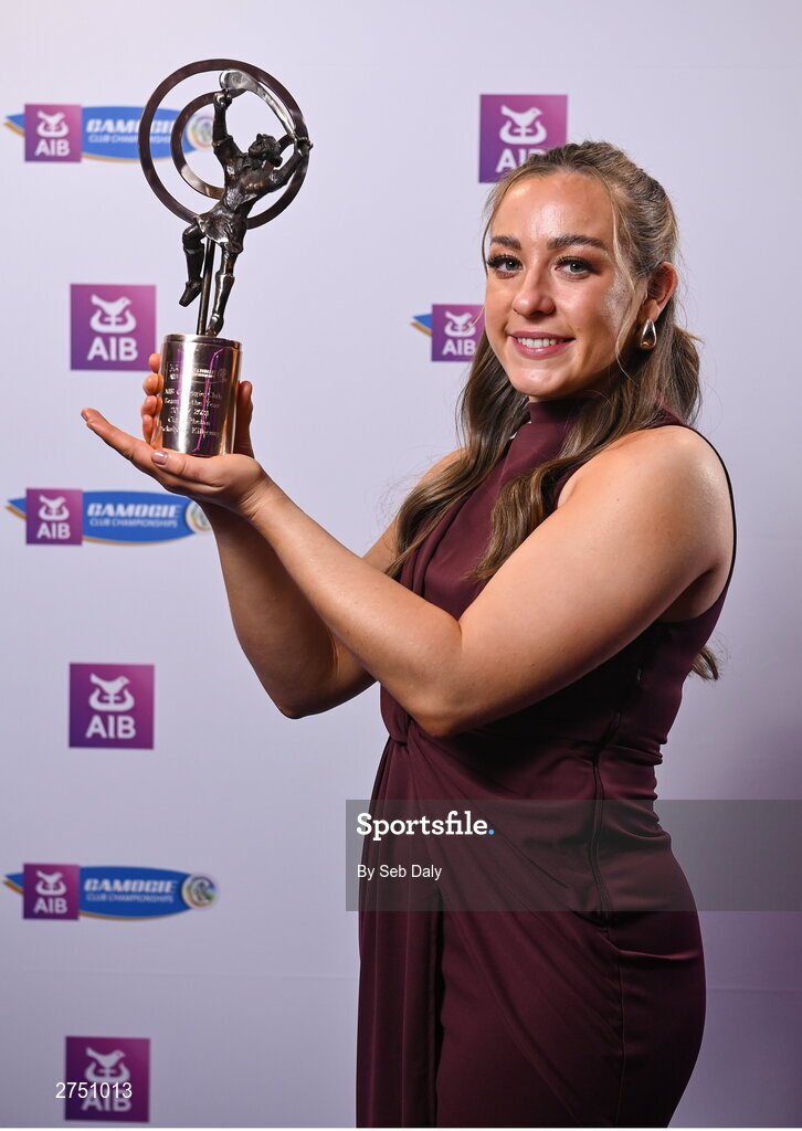 2 March 2024; Ciara Phelan of Dicksboro, Kilkenny, with her 2023 Team of the Year award during at the AIB Camogie Club Player Awards at Croke Park in Dublin. The awards recognise the top performing players throughout the AIB Camogie Club Championships and celebrate their hard work, commitment, and individual achievements from the 2023 season. Photo by Seb Daly/Sportsfile