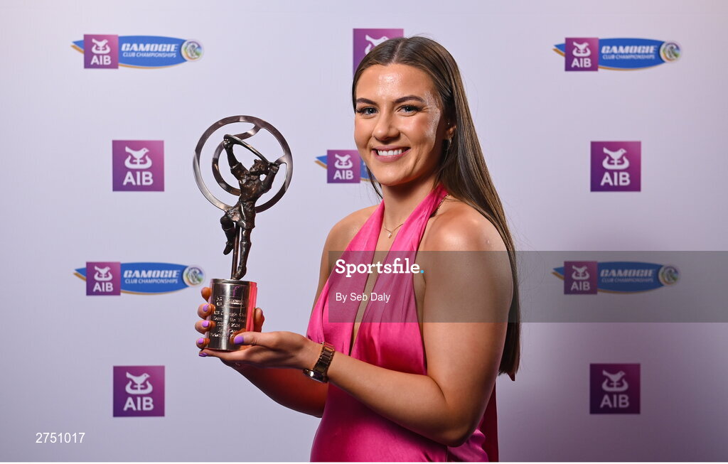 2 March 2024; Jane Cass of Dicksboro, Kilkenny, with her 2023 Team of the Year award during at the AIB Camogie Club Player Awards at Croke Park in Dublin. The awards recognise the top performing players throughout the AIB Camogie Club Championships and celebrate their hard work, commitment, and individual achievements from the 2023 season. Photo by Seb Daly/Sportsfile