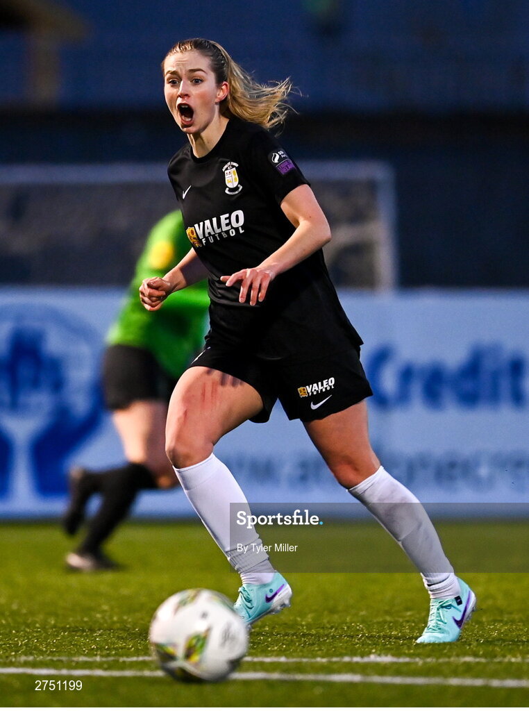2 March 2024; Jenaya Robertson of Athlone Town during the 2024 Women's President's Cup match between Athlone Town and Peamount United at Athlone Town Stadium in Athlone, Westmeath. Photo by Tyler Miller/Sportsfile