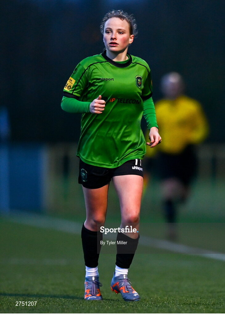 2 March 2024; Freya Healy of Peamount United during the 2024 Women's President's Cup match between Athlone Town and Peamount United at Athlone Town Stadium in Athlone, Westmeath. Photo by Tyler Miller/Sportsfile